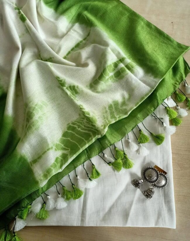 Cotton Linen Dress Material in Green Color