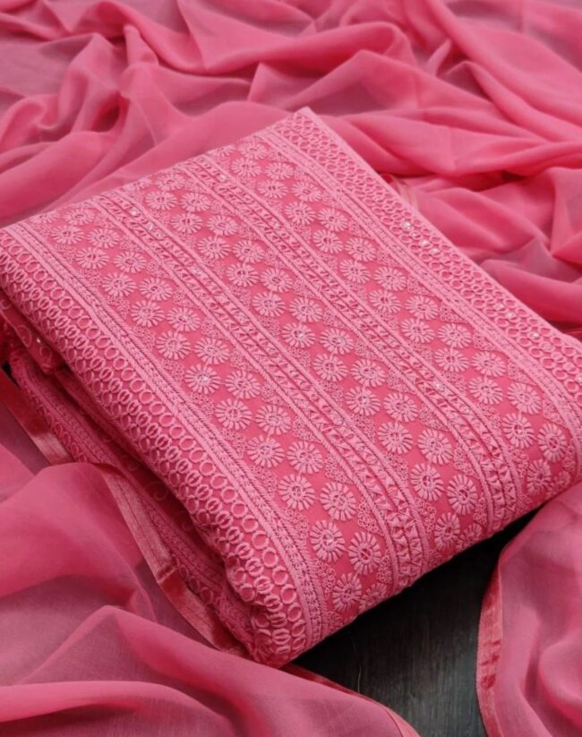Exclusive Chinon Dress Material with Sequence Work