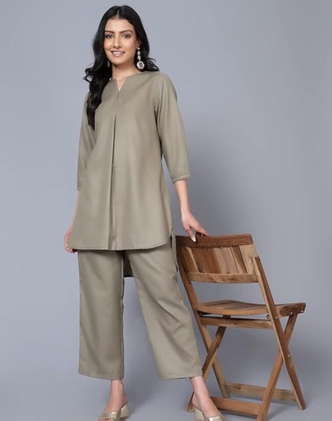 Women Solid Co-ord Set