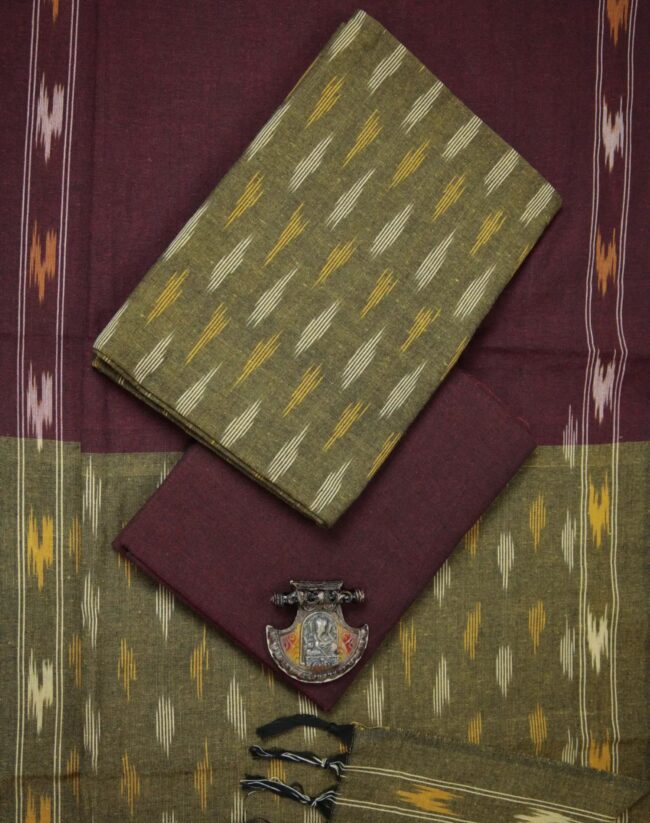 Dark Khaki Ikat Dress Materials