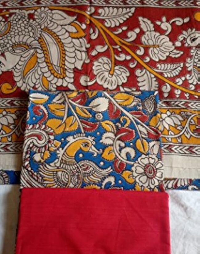 Kalamkari Cotton Dress Material With Dupatta