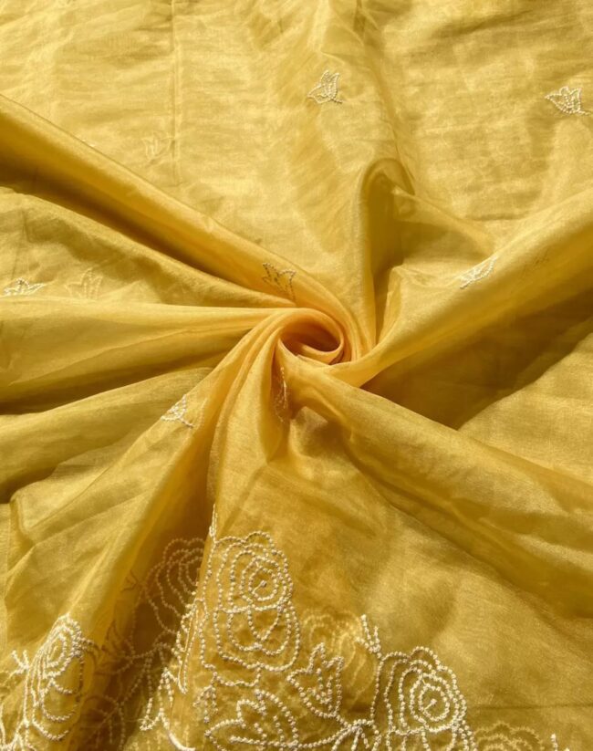 Yellow Pure Organza Tissue Fabric